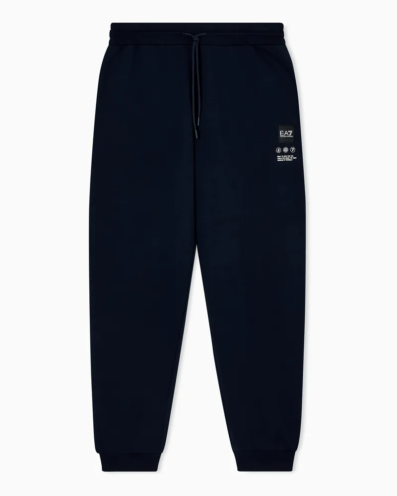 EA7 Logo Series Jogginghose aus Baumwoll-French-Terry Marineblau