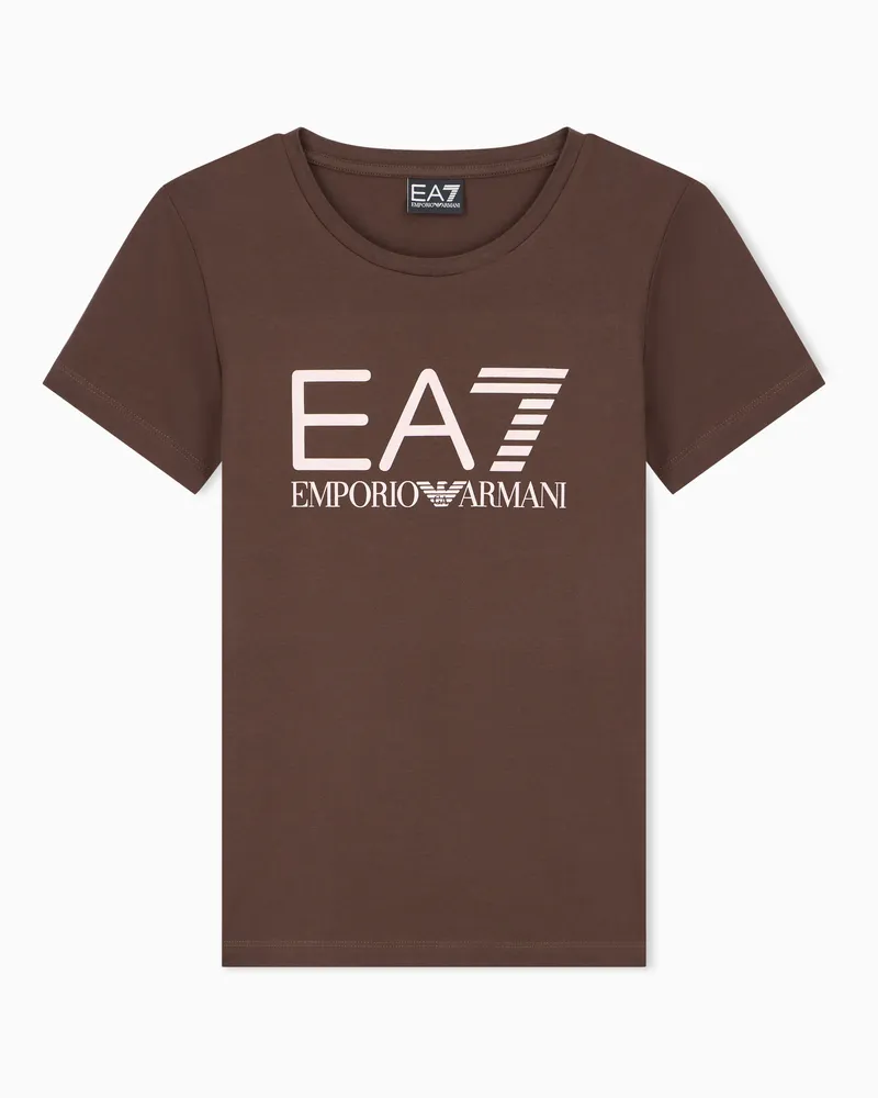 EA7 T-Shirt Graphic Series aus Baumwolljersey mit Animal-Print Braun