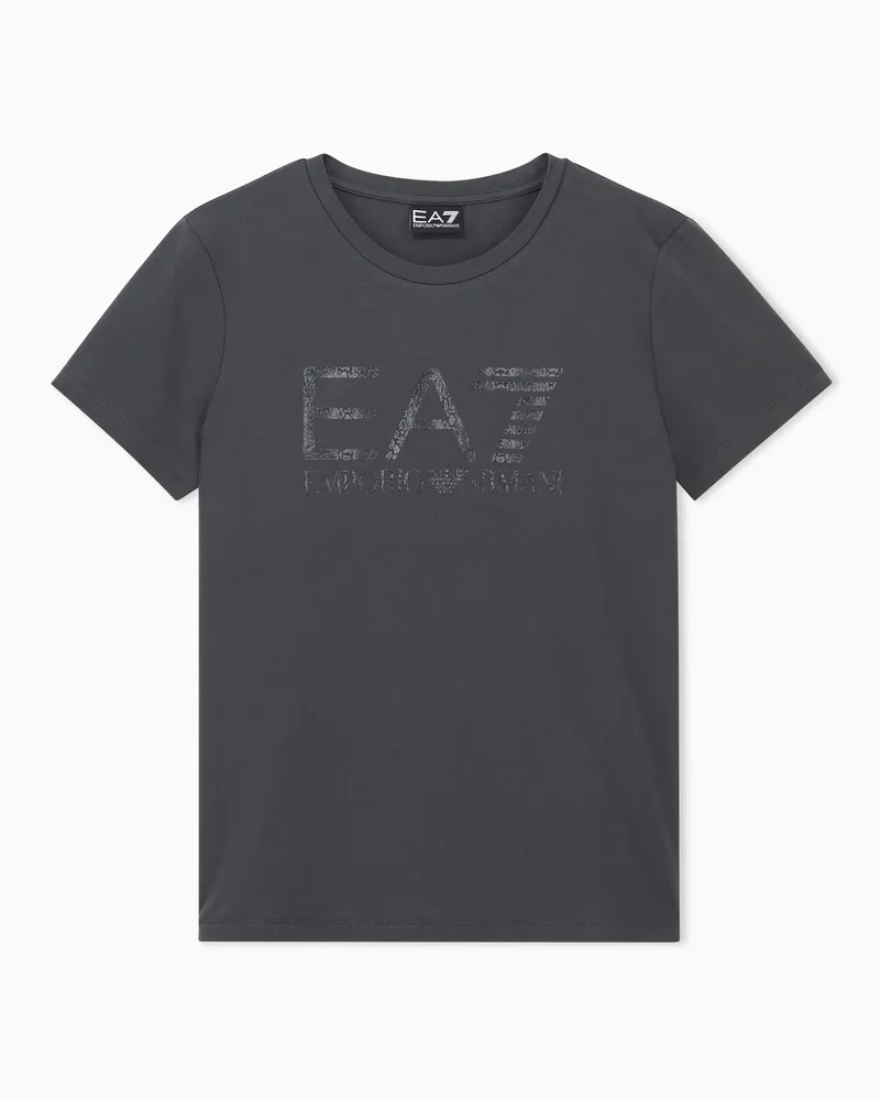 EA7 T-Shirt Graphic Series aus Baumwolljersey mit Animal-Print Braun