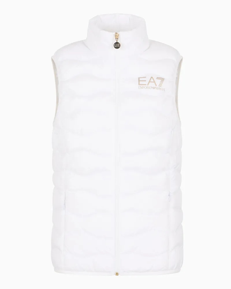 EA7 Packbare gepolsterte Core Lady-Weste aus Nylon Weiß