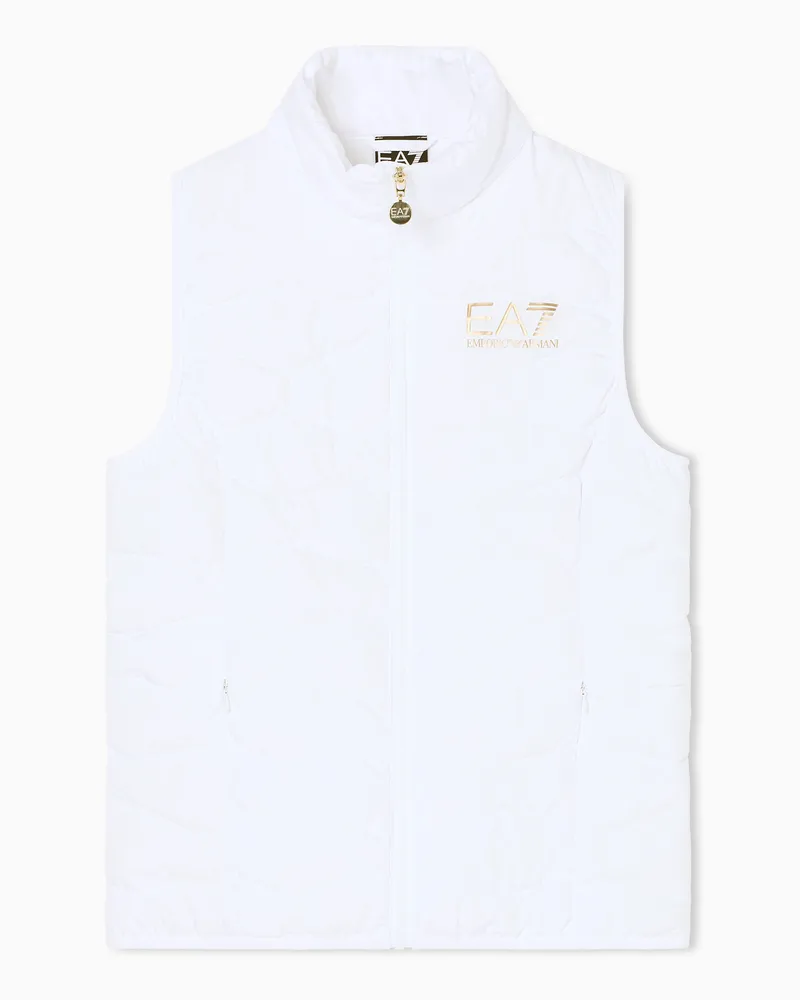 EA7 Packbare gepolsterte Core Lady-Weste aus Nylon Weiß