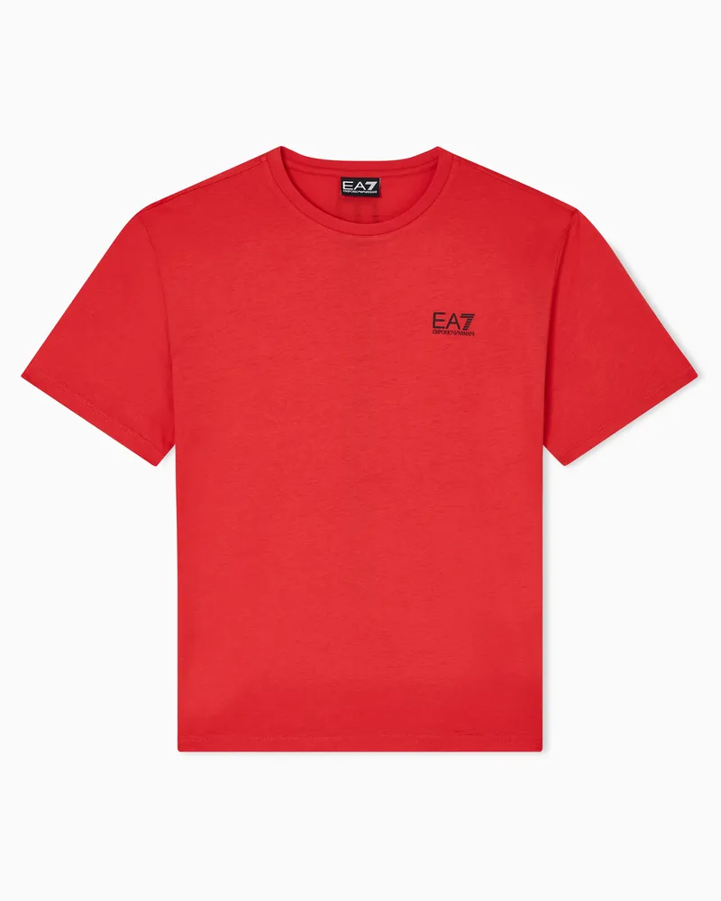 EA7 Logo Series T-Shirt aus Baumwoll-Jersey Rot