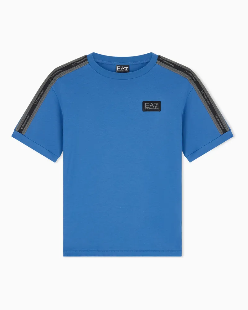 EA7 Oversize T-Shirt Logo Series Boy aus Baumwolljersey Blau