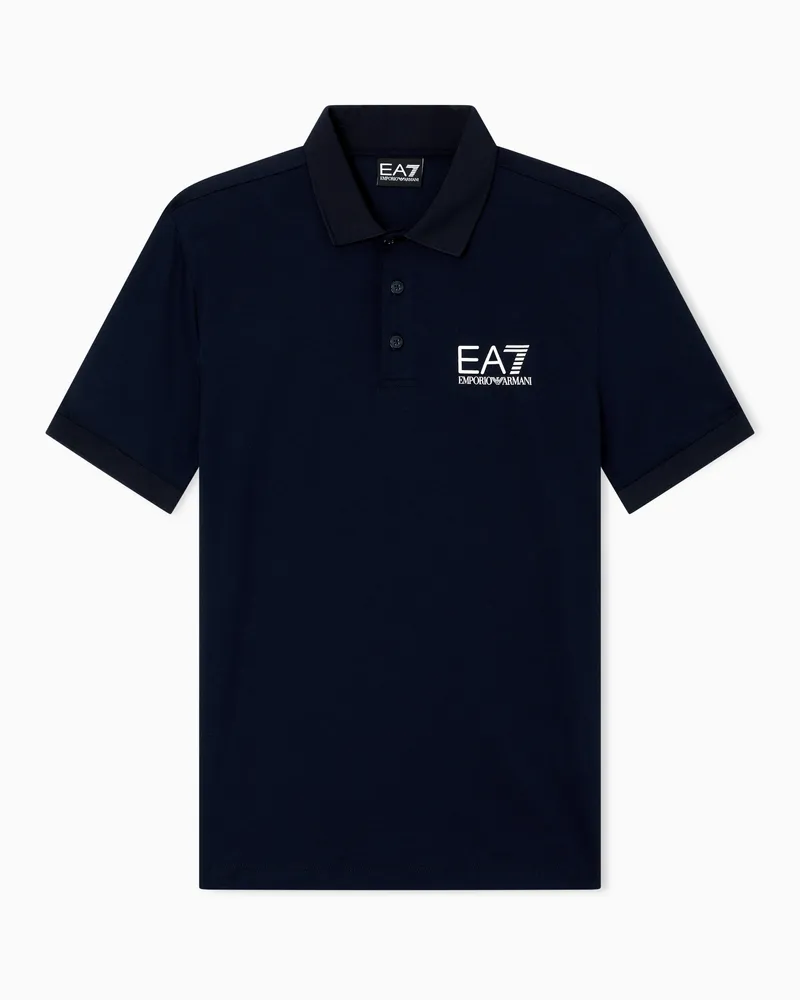 EA7 Poloshirt 7 Lines aus einer Jersey-Baumwollmischung Marineblau