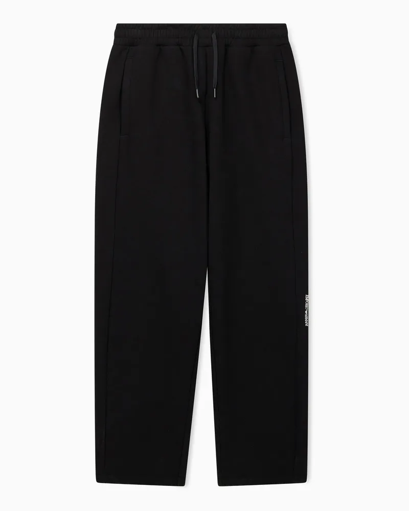 EA7 Jogginghose Logo Series mit Kordelzug und geradem Bein Schwarz