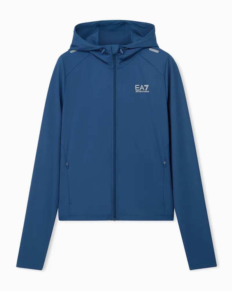 EA7 Kapuzenjacke Ventus7 schmal geschnitten mit Reißverschluss Blau