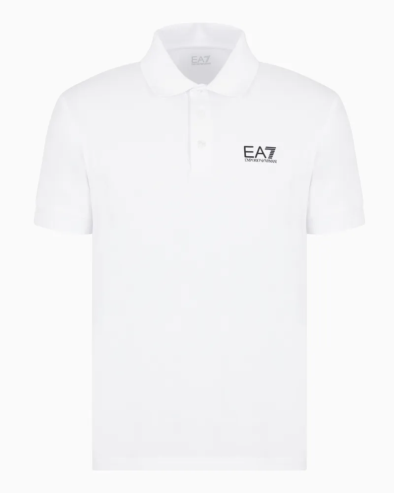 EA7 Core Identity Poloshirt aus Baumwollstretch Weiß