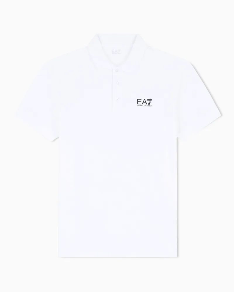 EA7 Core Identity Poloshirt aus Baumwollstretch Weiß