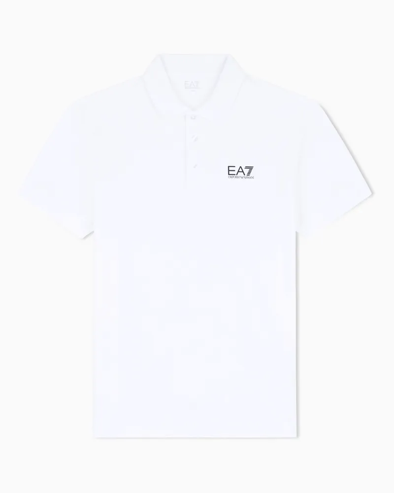 EA7 Core Identity Poloshirt aus Baumwollstretch Weiß