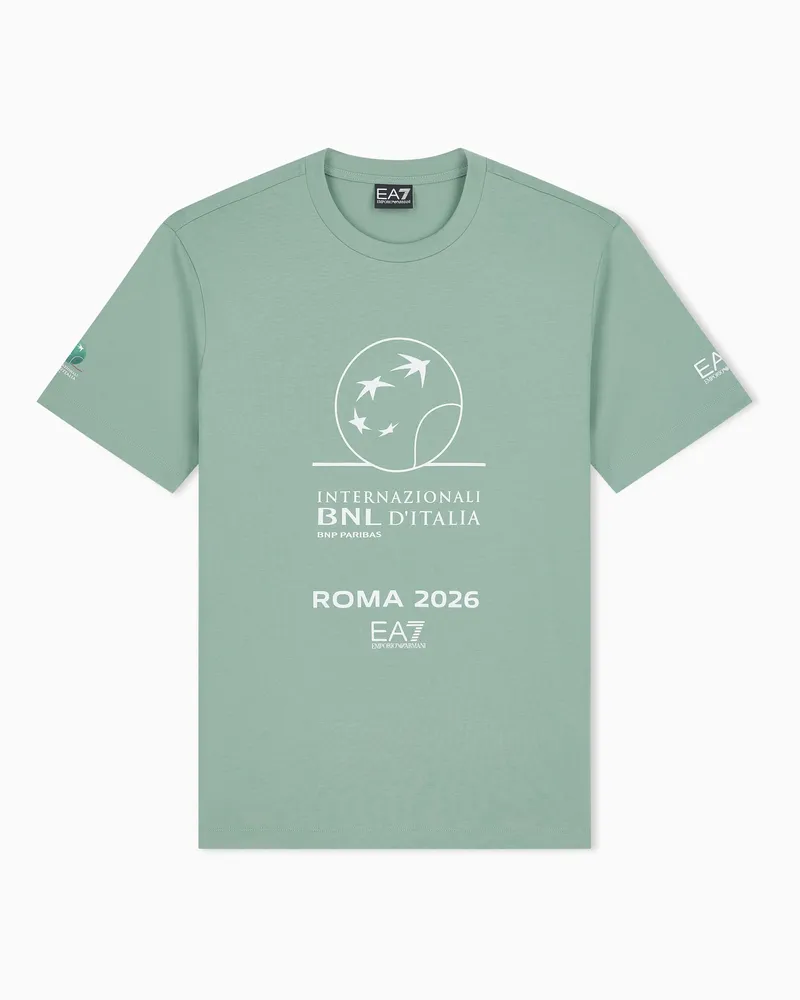 EA7 Internazionali BNL d’Italia Baumwoll-T-Shirt mit Rundhalsausschnitt Grün