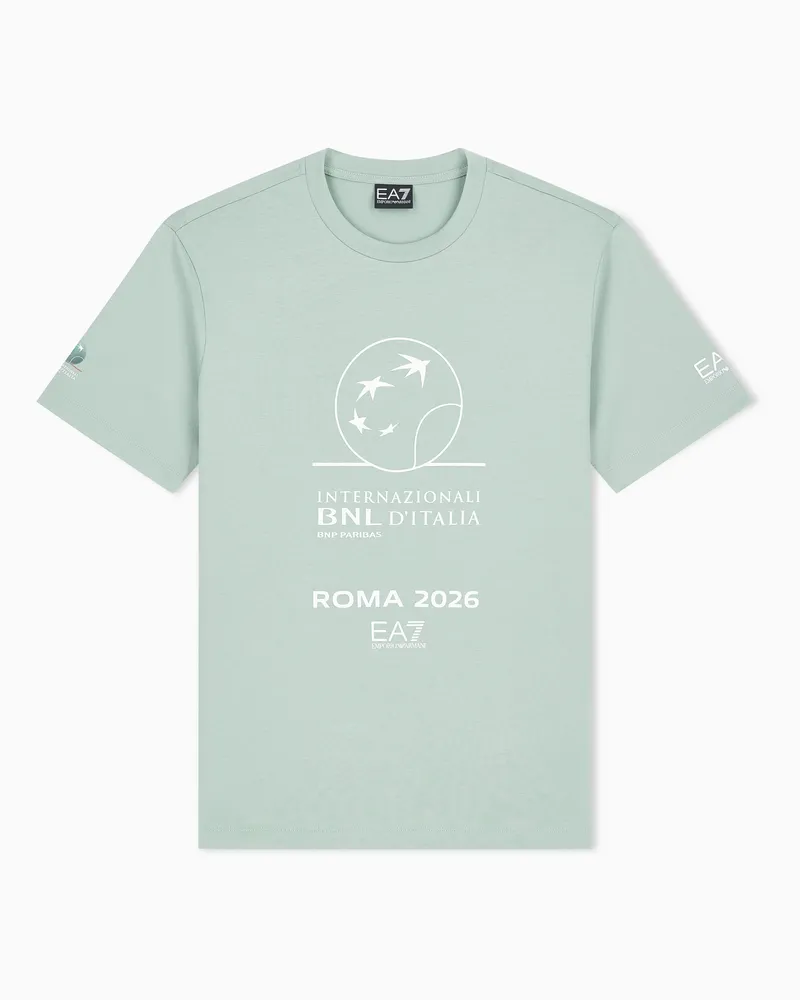 EA7 Internazionali BNL d’Italia Baumwoll-T-Shirt mit Rundhalsausschnitt Grün