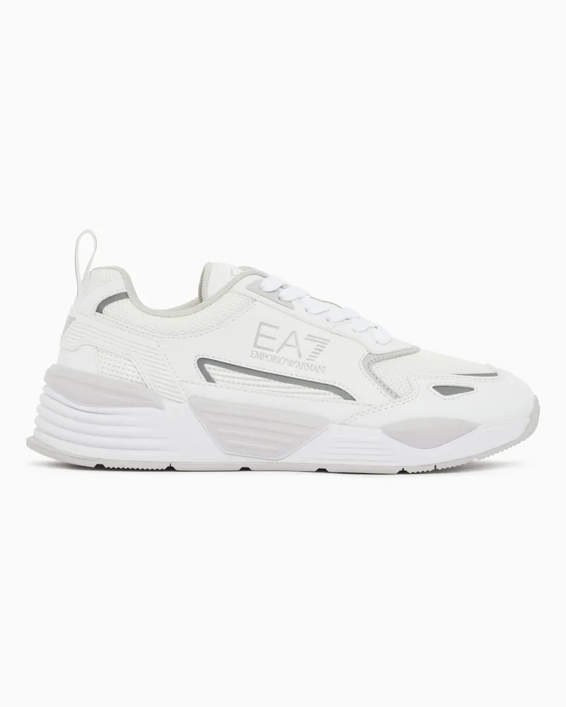 EA7 Sneaker Ace Runner New aus Mesh mit profilierter Gummisohle Weiß