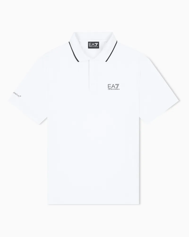 EA7 Poloshirt Tennis Pro im Regular Fit aus Jersey mit Paspeln Weiß