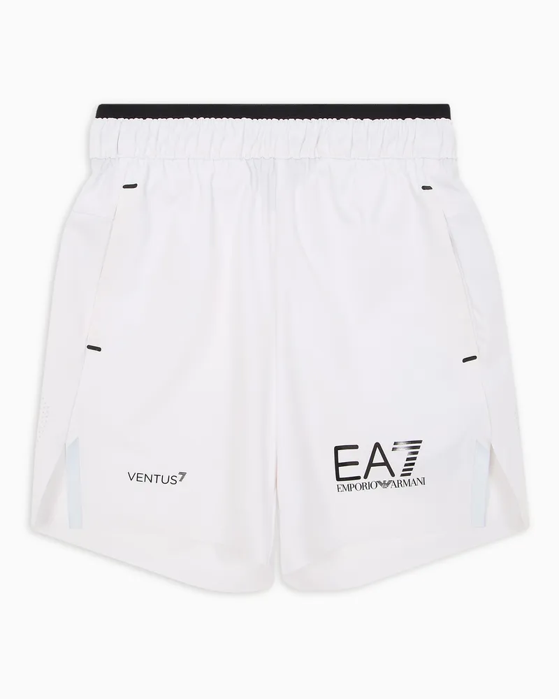 EA7 Tennis Pro Boy Shorts aus VENTUS7-Funktionsgewebe Weiß