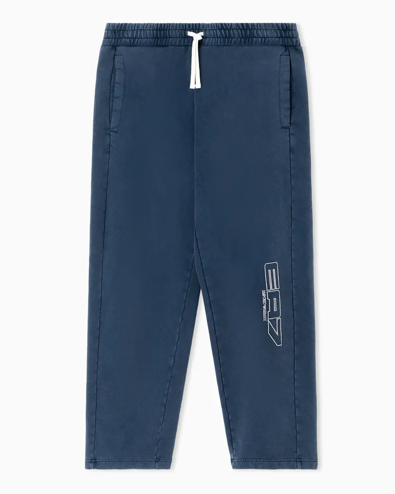 EA7 Logo Series Hose aus reiner Baumwolle Marineblau
