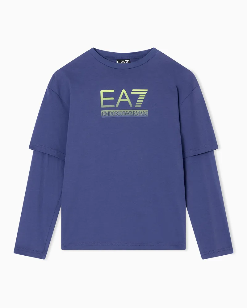 EA7 ASV Visibility Boy T-Shirt mit Rundhalsausschnitt aus Bio-Baumwolle Violett