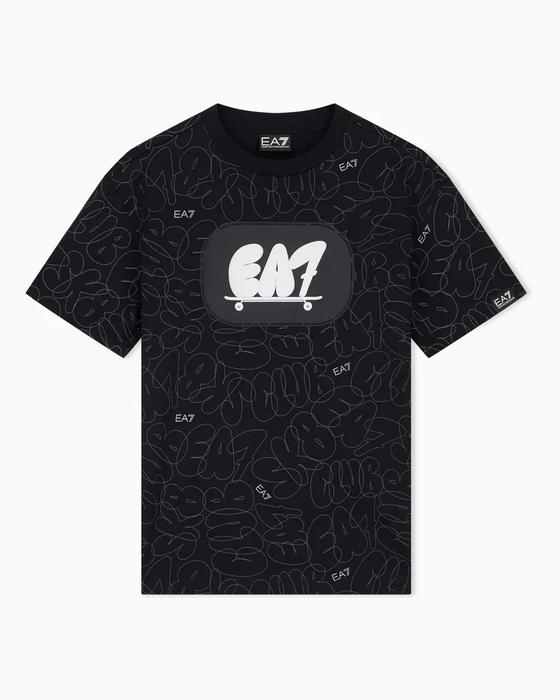 EA7 T-Shirt Logo Series Boy mit Logo Schwarz