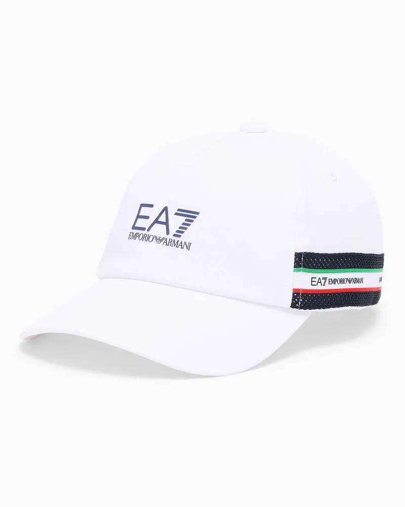 EA7 Baseballcap Italian Spirit aus Baumwolle Weiß