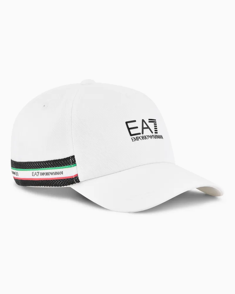 EA7 Baseballcap Italian Spirit aus Baumwolle Weiß