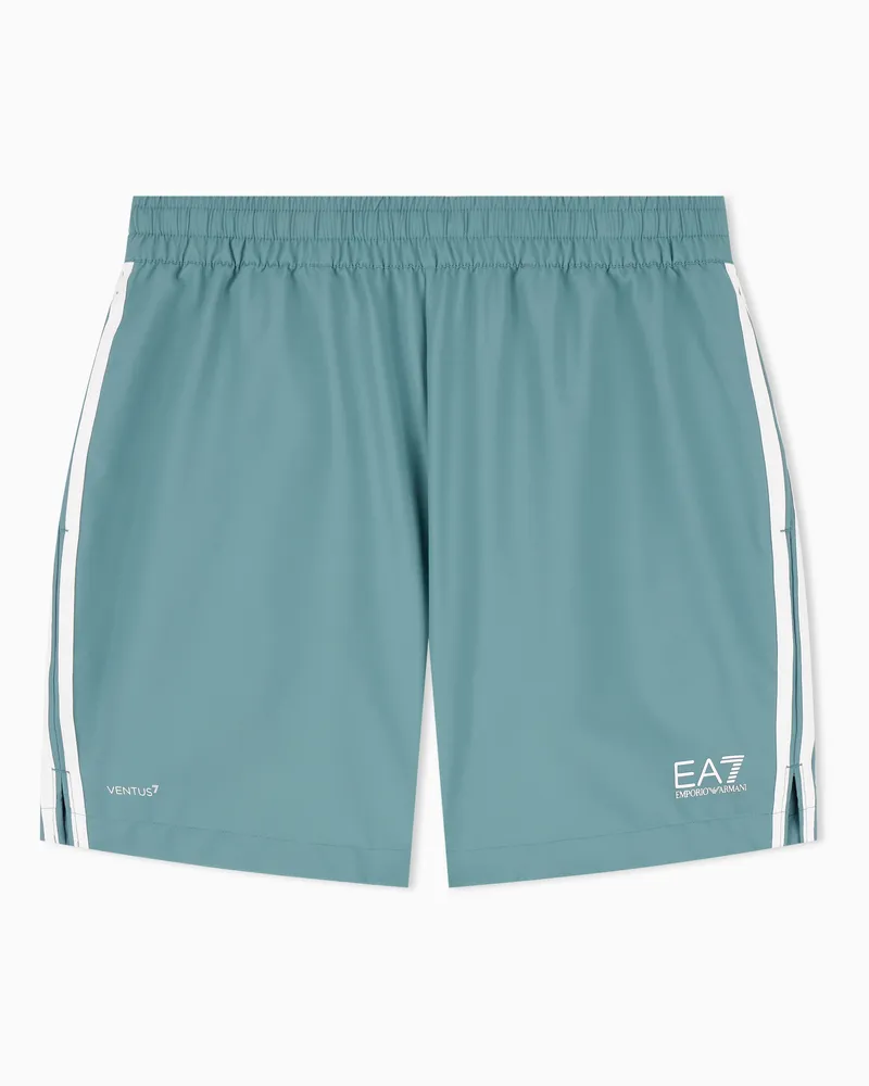 EA7 Shorts Tennis Pro im Regular Fit mit Seitenstreifen Grün