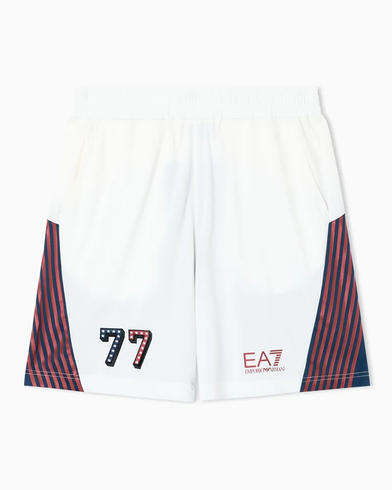 EA7 Graphic Series Shorts aus Funktionsgewebe Weiß