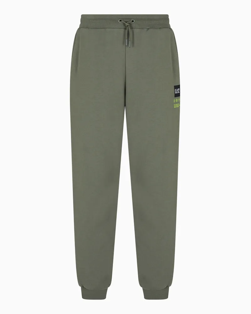EA7 Logo Series Jogginghose aus Baumwoll-French-Terry Grün