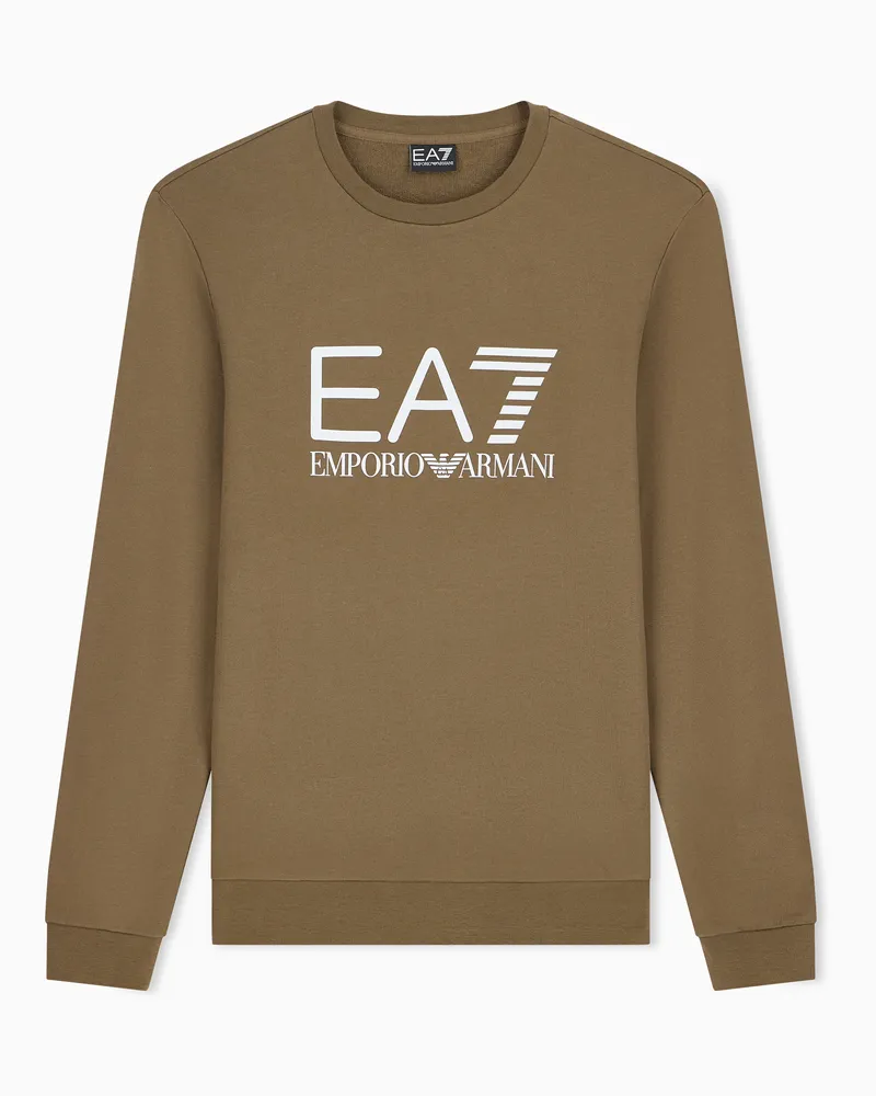 EA7 Sweatshirt Core Identity Slim Fit aus Baumwolljersey Braun
