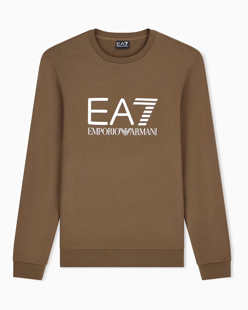 EA7 Sweatshirt Core Identity Slim Fit aus Baumwolljersey Braun