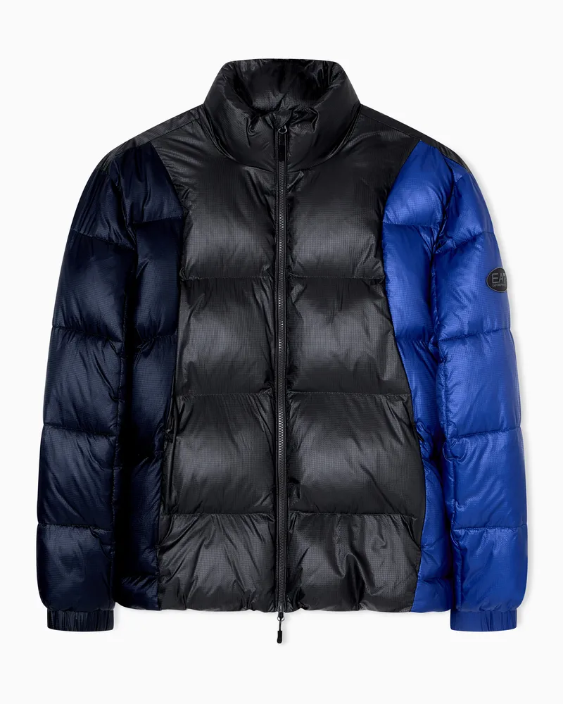 EA7 Daunenjacke aus Funktionsgewebe mit Colorblock-Effekt Grau