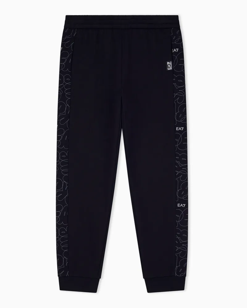 EA7 Jogginghose Logo Series Boy aus Jersey mit Muster Schwarz
