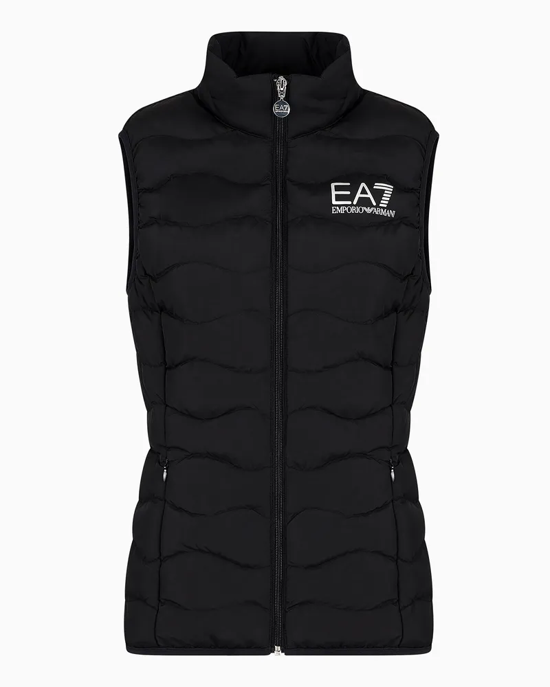 EA7 Packbare gepolsterte Core Lady-Weste aus Nylon Schwarz