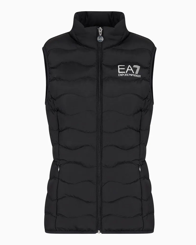 EA7 Packbare gepolsterte Core Lady-Weste aus Nylon Schwarz