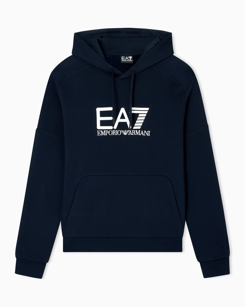 EA7 Visibility Sweatshirt mit Kapuze aus einer Baumwollmischung Blau