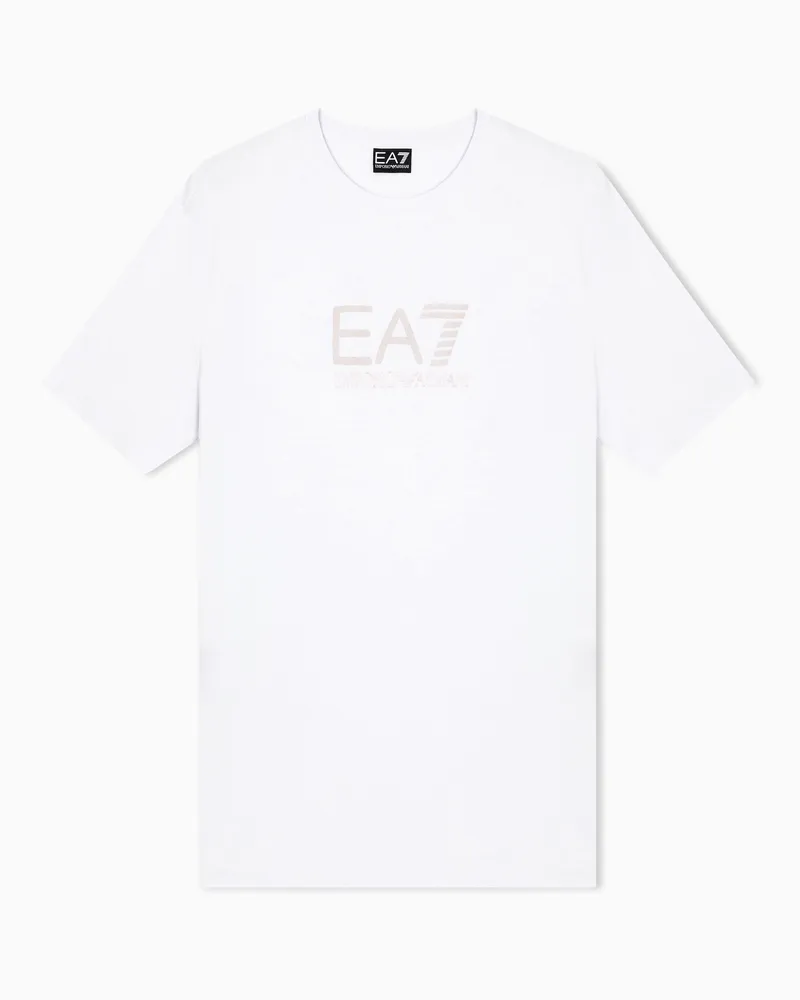 EA7 Gold Label T-Shirt mit Rundhalsausschnitt aus einer Viskose-Mischung Weiß