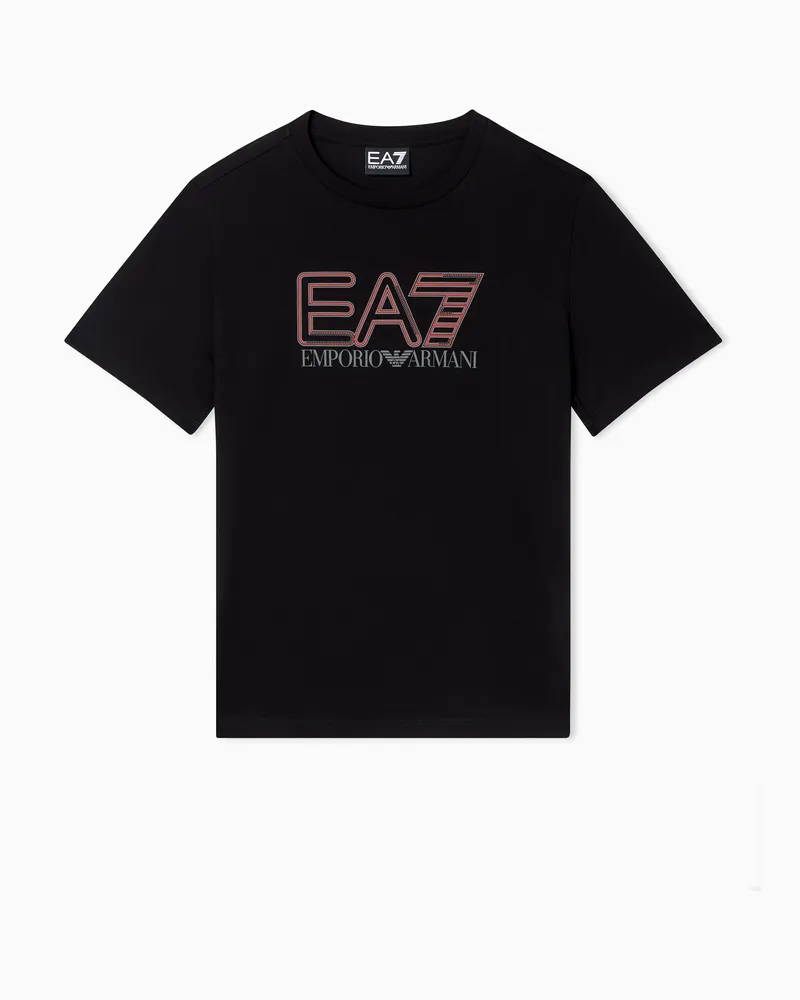 EA7 Visibility T-Shirt aus Baumwolljersey mit Logo Schwarz