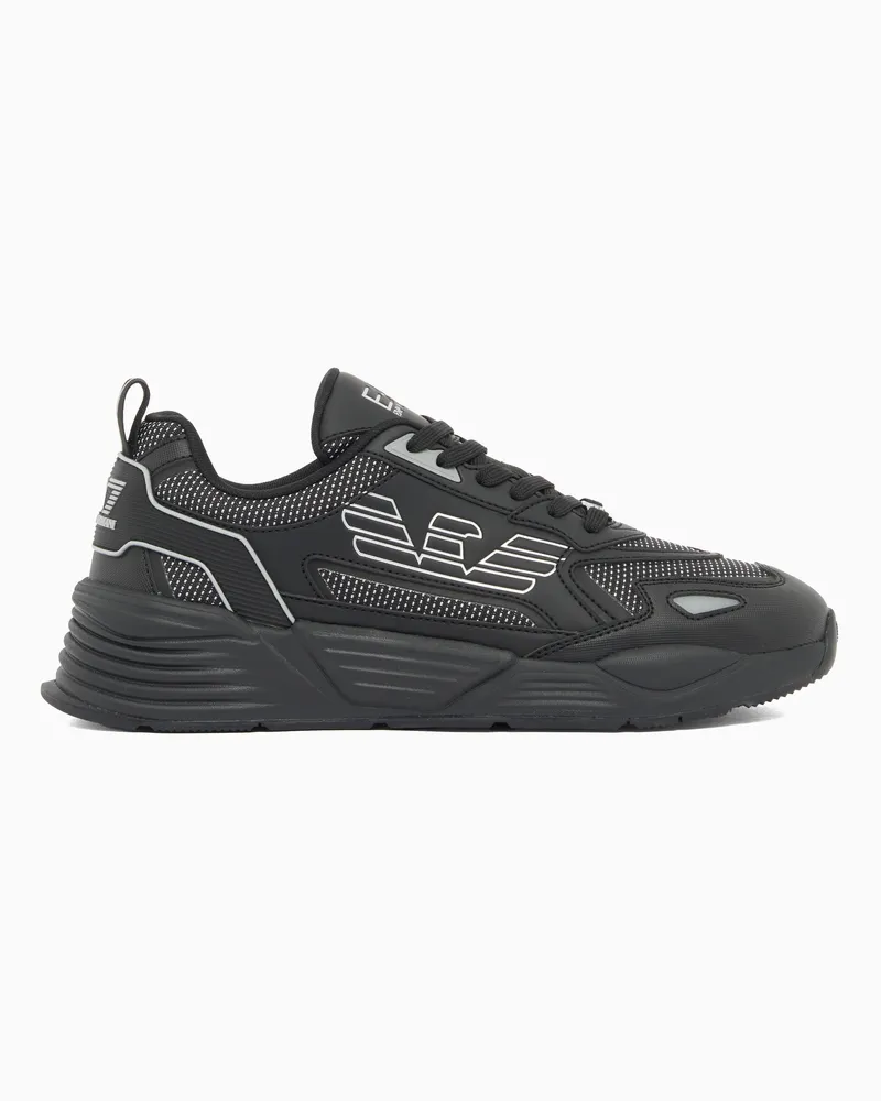 EA7 Technical fabric sneaker with inserts Schwarz