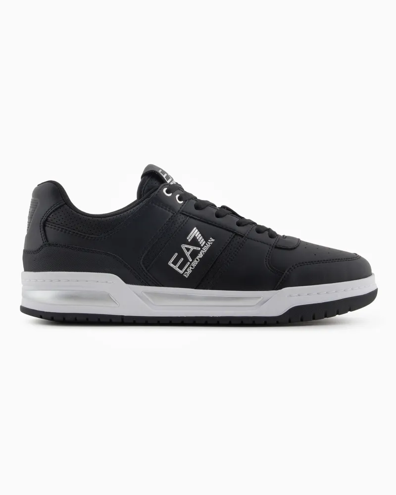 EA7 Baseline-Sneaker aus Leder Silber