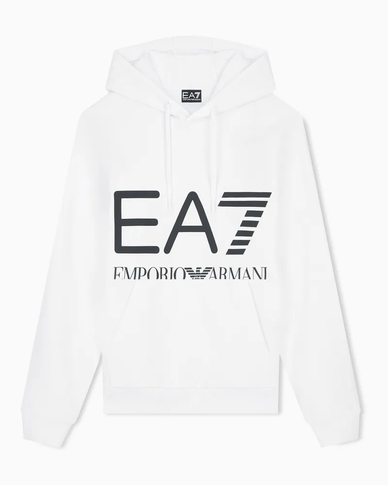 EA7 Hoodie Logo Series mit normaler Passform aus Baumwolljersey Weiß