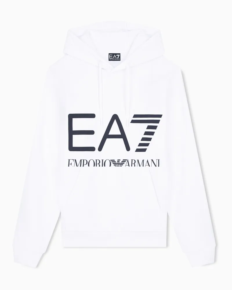 EA7 Hoodie Logo Series mit normaler Passform aus Baumwolljersey Weiß