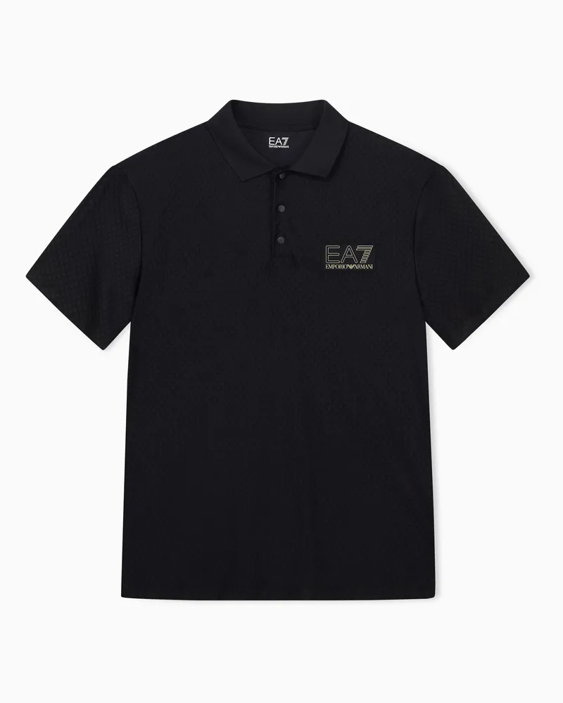 EA7 Poloshirt Premium Label im Regular Fit aus Polyamidjersey Schwarz