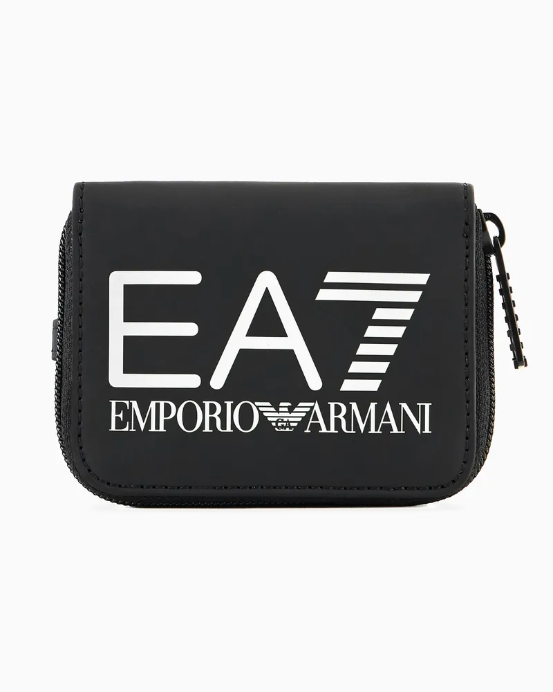 EA7 Maxi-Logo Portemonnaie mit Reißverschluss der Logo Serie Schwarz