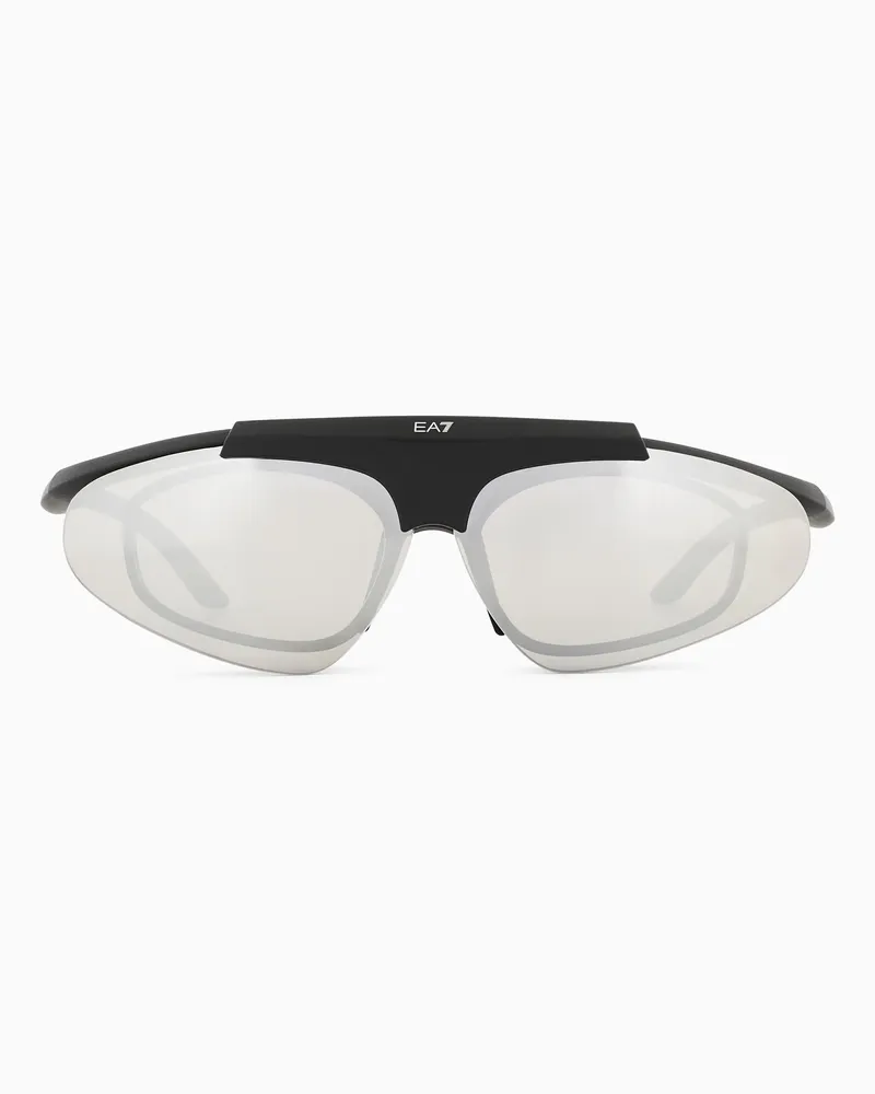 EA7 Sportsonnenbrille mit hochklappbaren Gläsern Schwarz