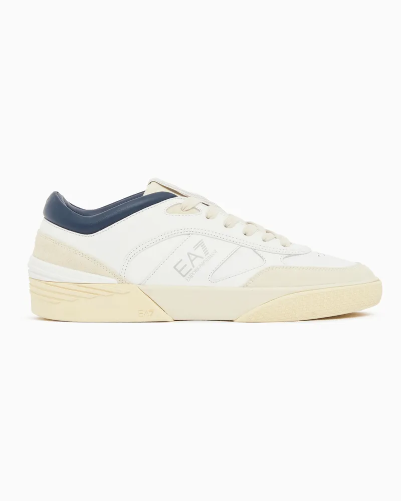 EA7 OTG Pride Luxe Ledersneaker mit Veloursledereinsätzen Blau