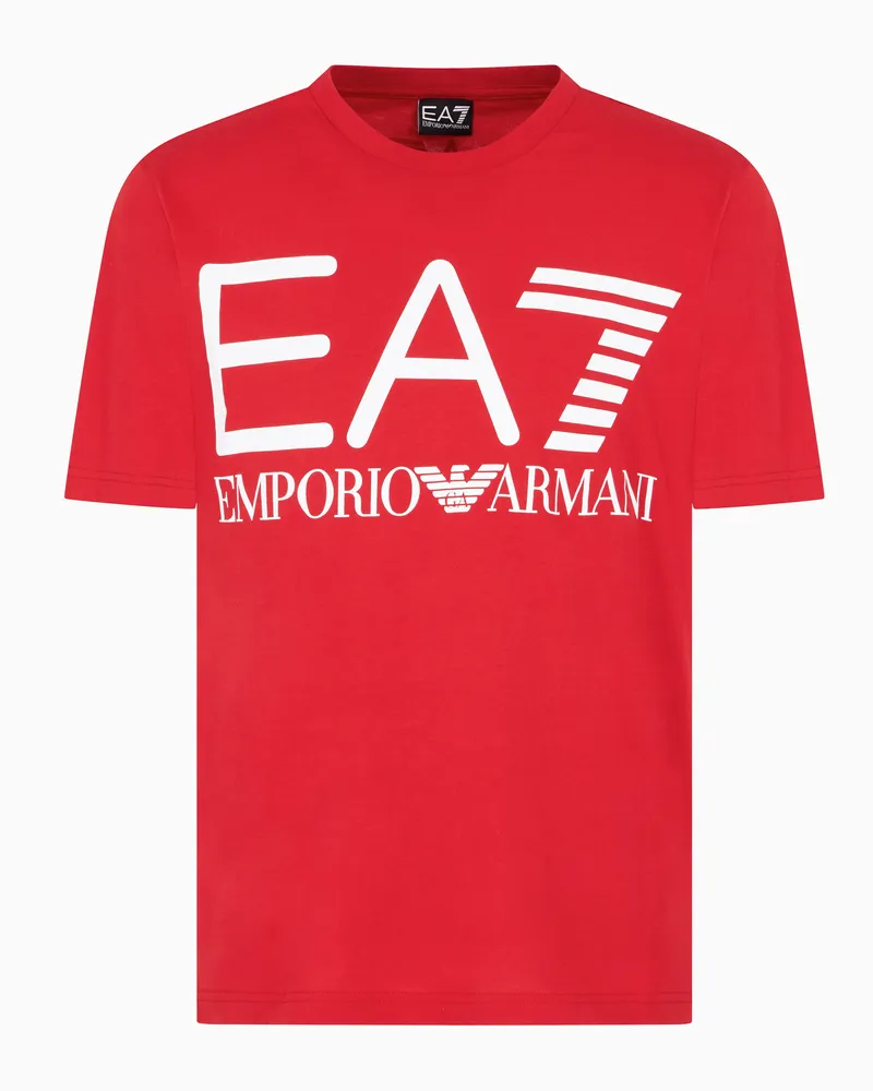 EA7 Olimpia Milano Baumwoll-T-Shirt mit Aufdruck Rot