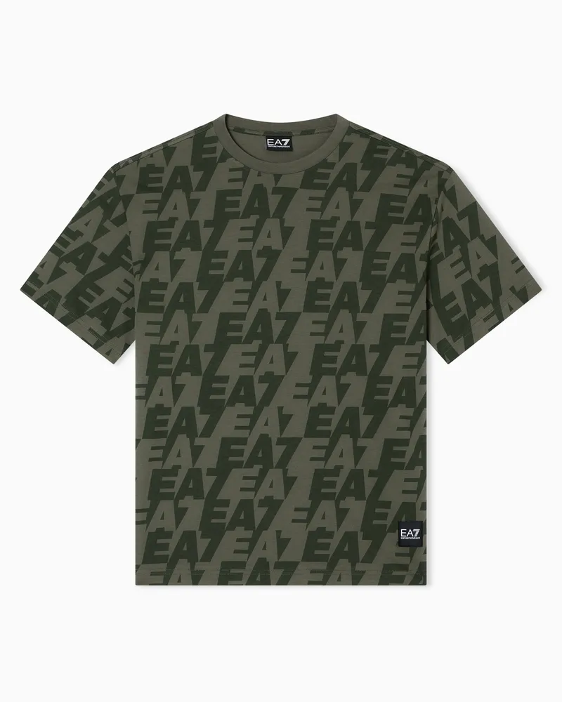 EA7 Logo Series T-Shirt mit Rundhalsausschnitt aus Bio-Baumwolle ASV Grün