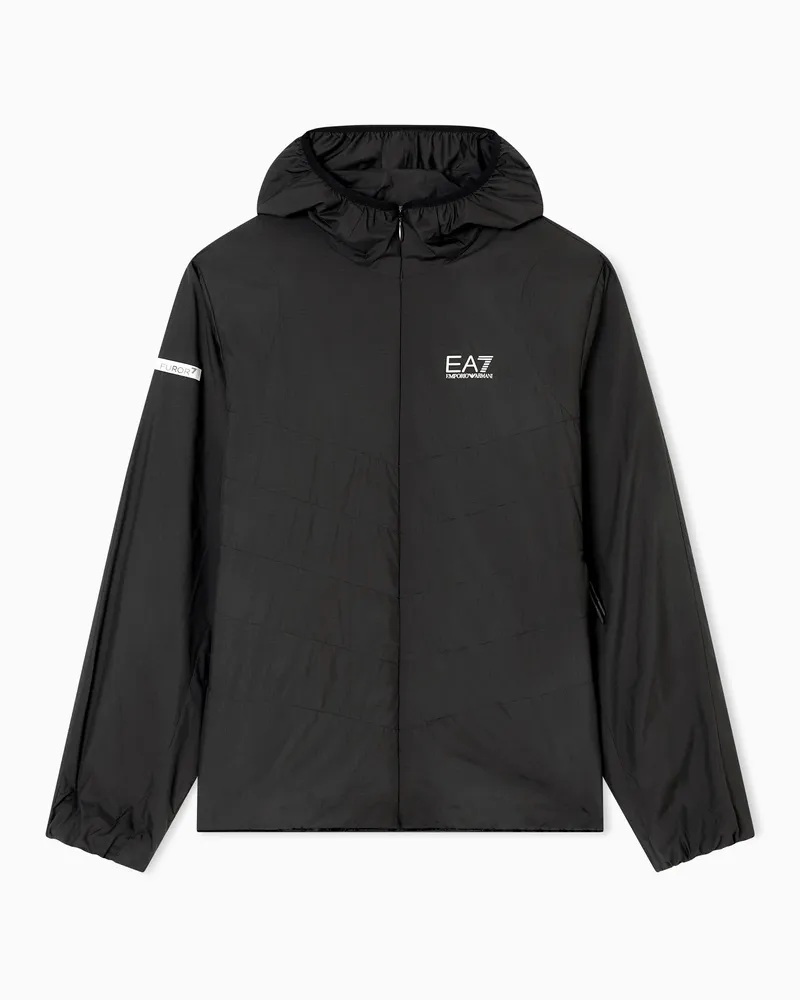 EA7 Dynamic Athlete wattierte Jacke aus FUROR7-Funktionsgewebe Schwarz