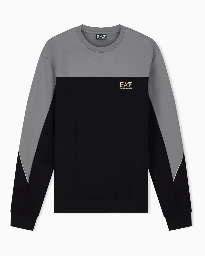 EA7 Sweatshirt mit Baumwollanteil und regularer Schnitt Schwarz
