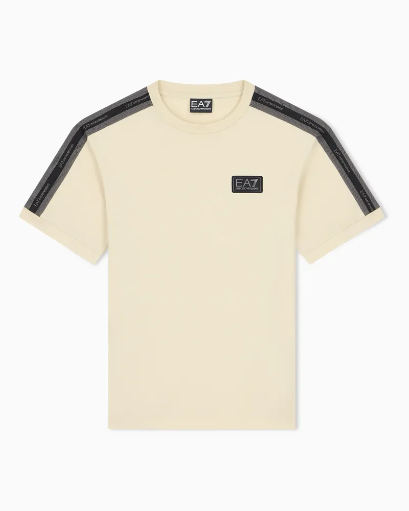 EA7 Oversize T-Shirt Logo Series Boy aus Baumwolljersey Beige
