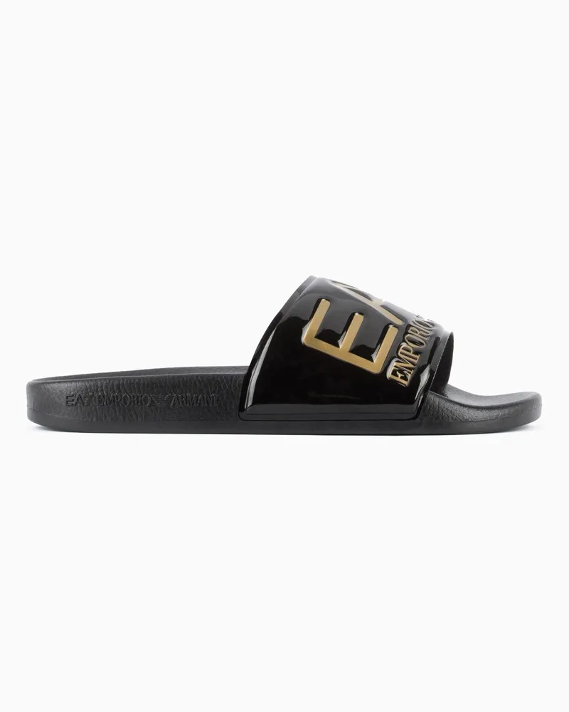 EA7 Pantolette mit Maxi-Logo Schwarz