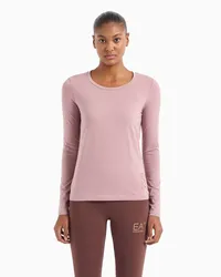 EA7 Core Lady Langarmshirt Aus Baumwollstretch Rosa